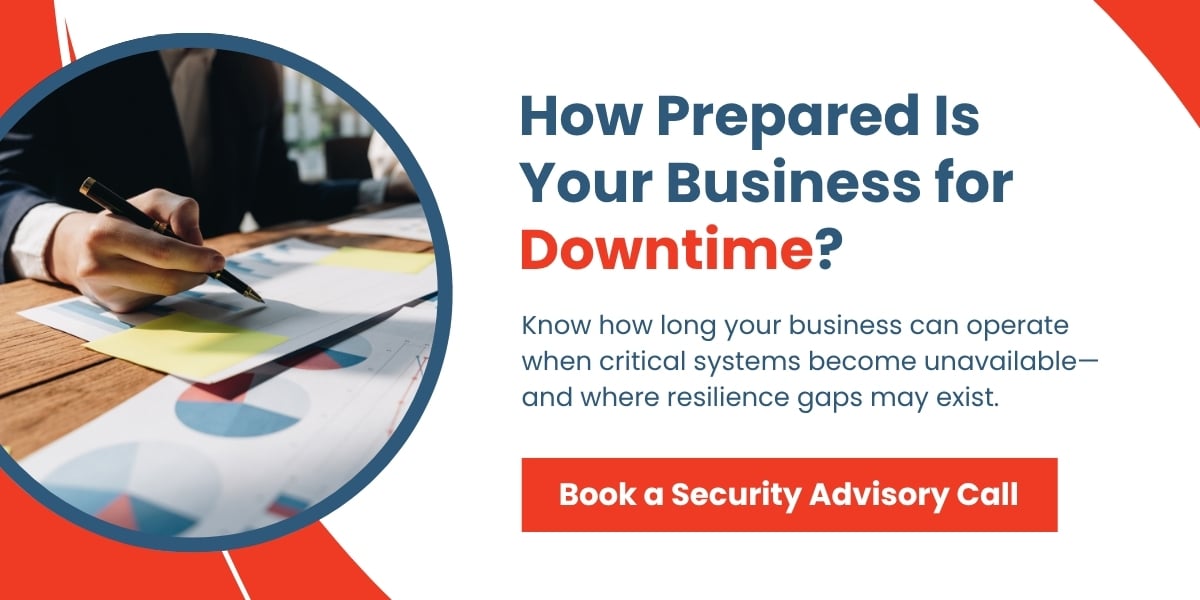 Call-to-action banner inviting organizations to evaluate downtime preparedness and identify operational resilience gaps.
