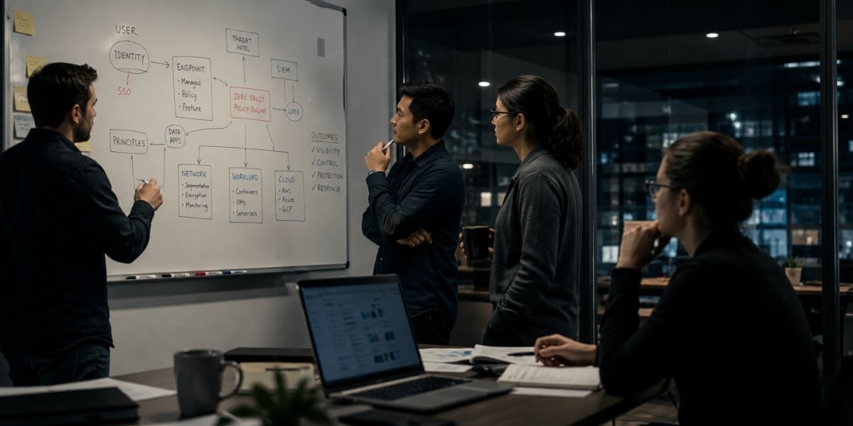 IT team planning system architecture for an integrated security-first IT model